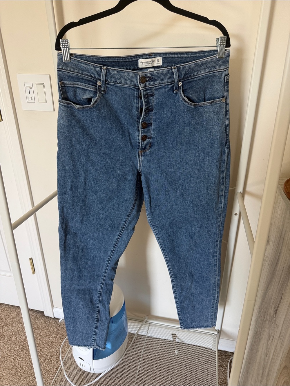 Abercrombie & Fitch High-Rise Button-Fly Blue Jeans